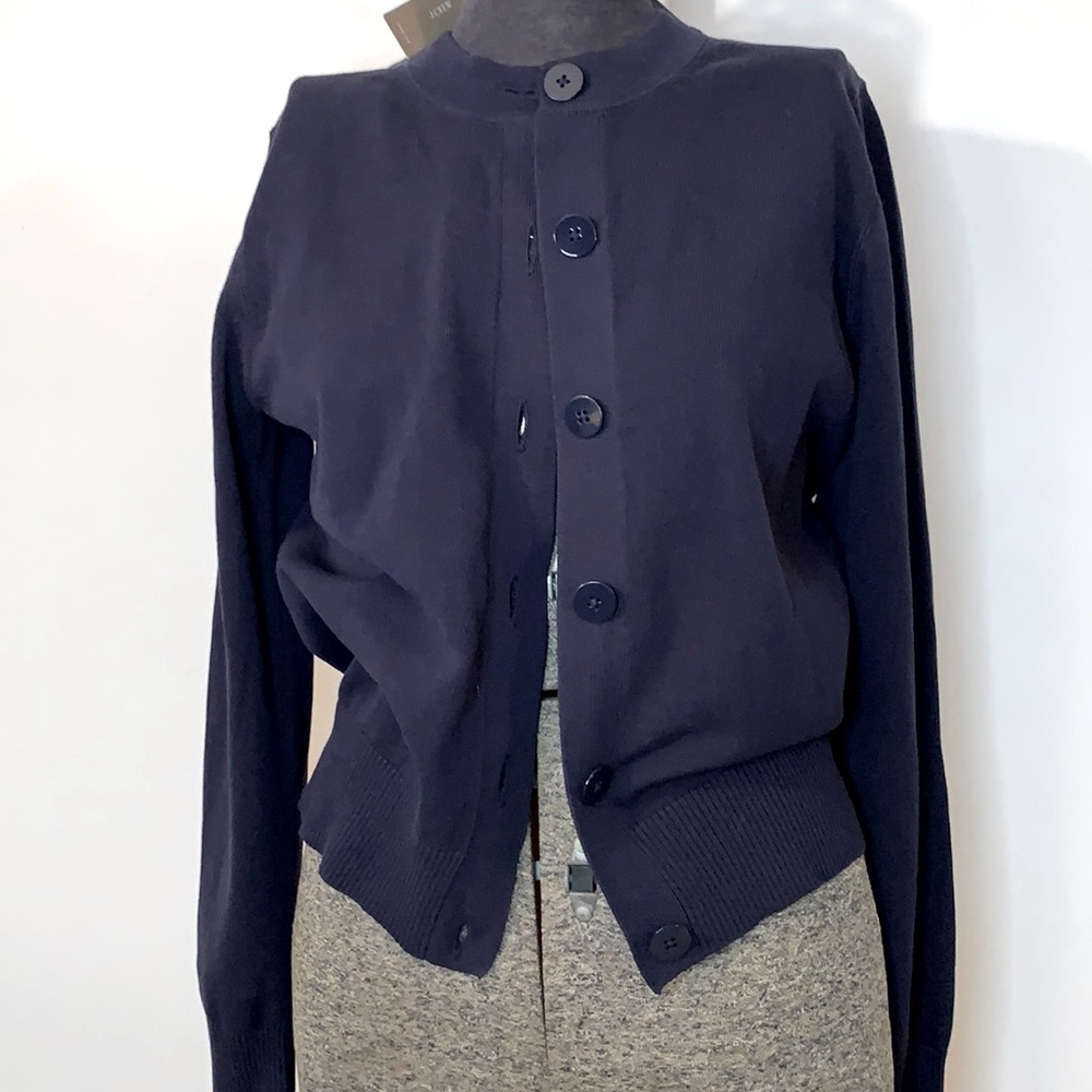 NWT navy blue J. Crew cotton cardigan size small